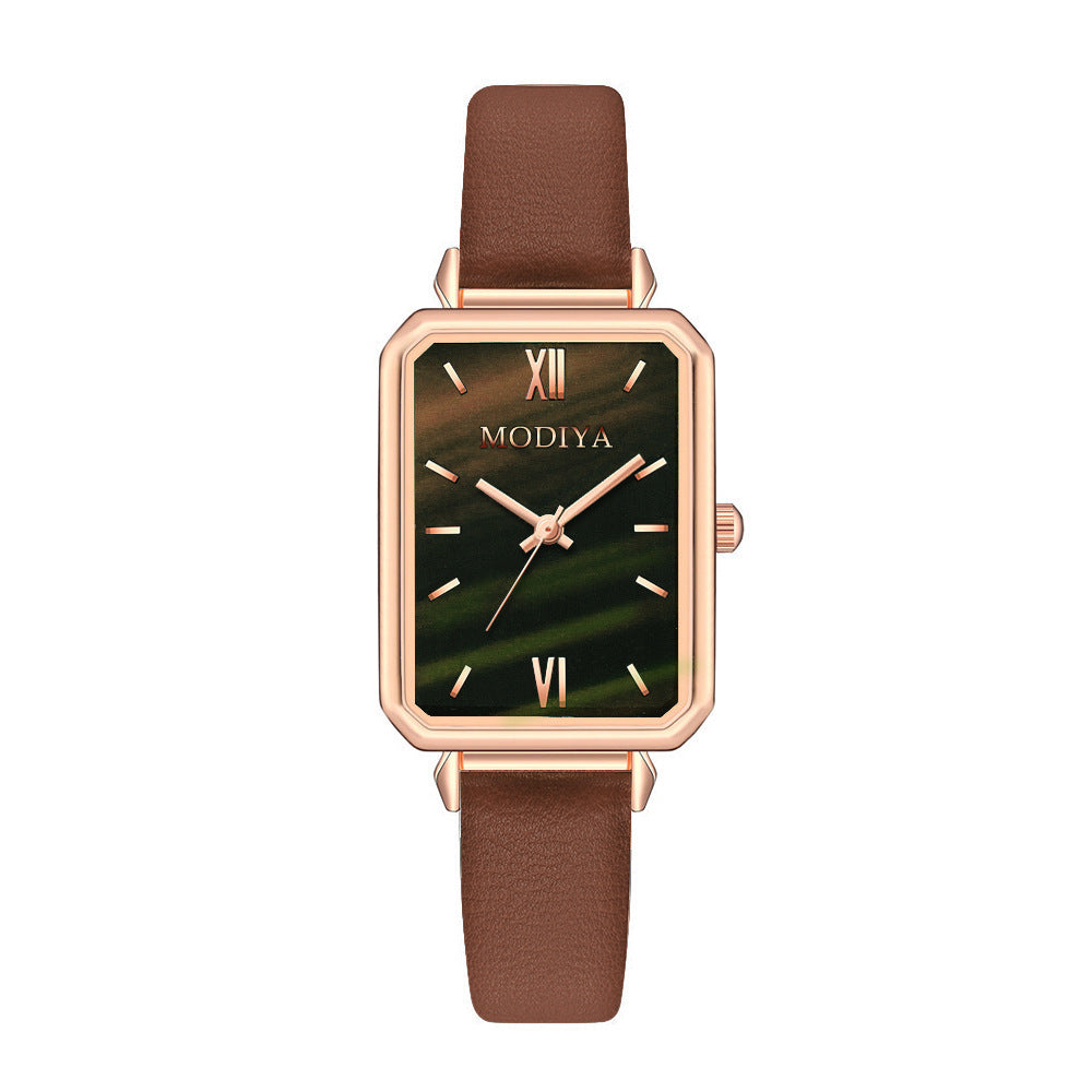 Retro Temperament Ladies Watch Square Small Green Watch