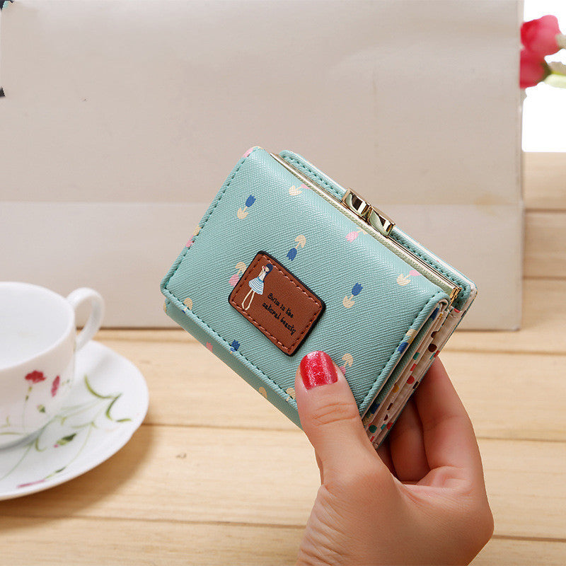 Wallet High-grade PU Leather Three Fold Lady's Wallet Short Cute Mini Purse Female