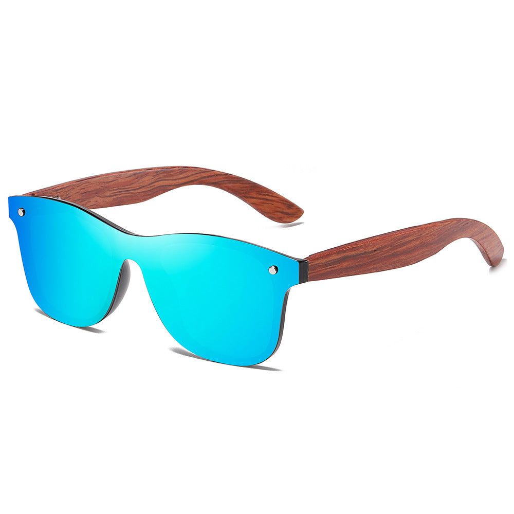 New Style One-piece Mirror Bamboo Wood Glasses High-grade Polarized Wooden Sunglasses