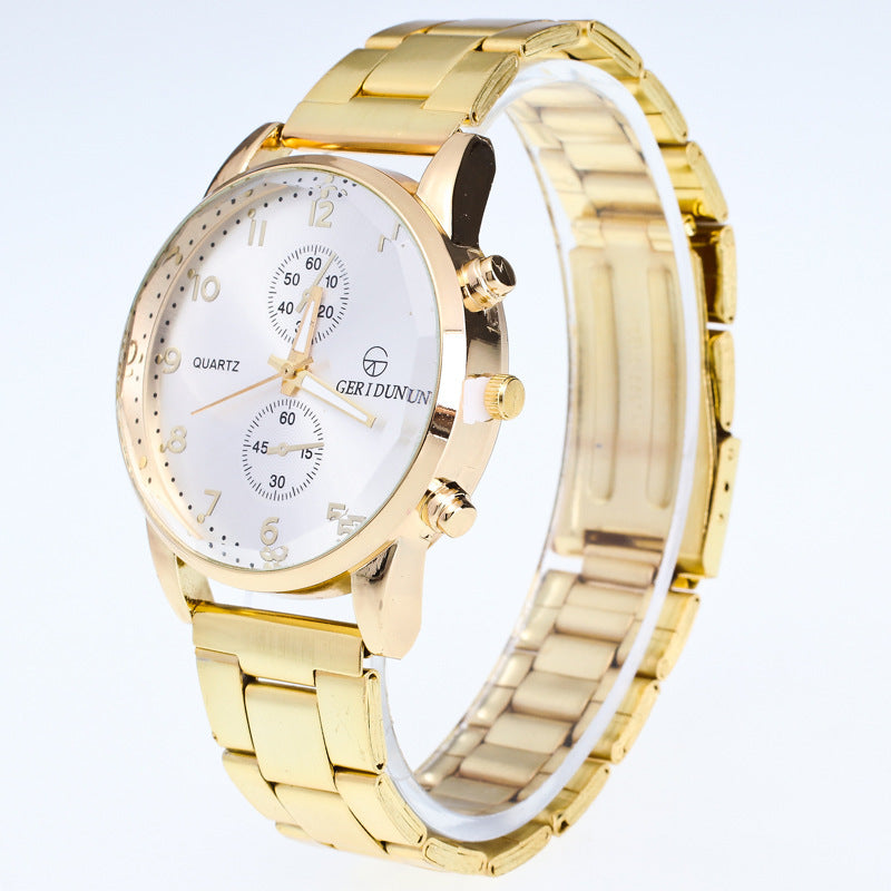 Men's Gold Strap Two Eye Quartz Watch