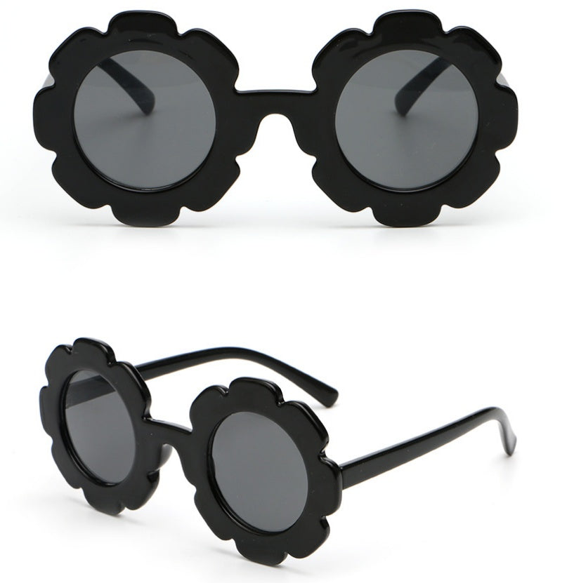 Round frame children's sunglasses personality small flowers girls sunglasses