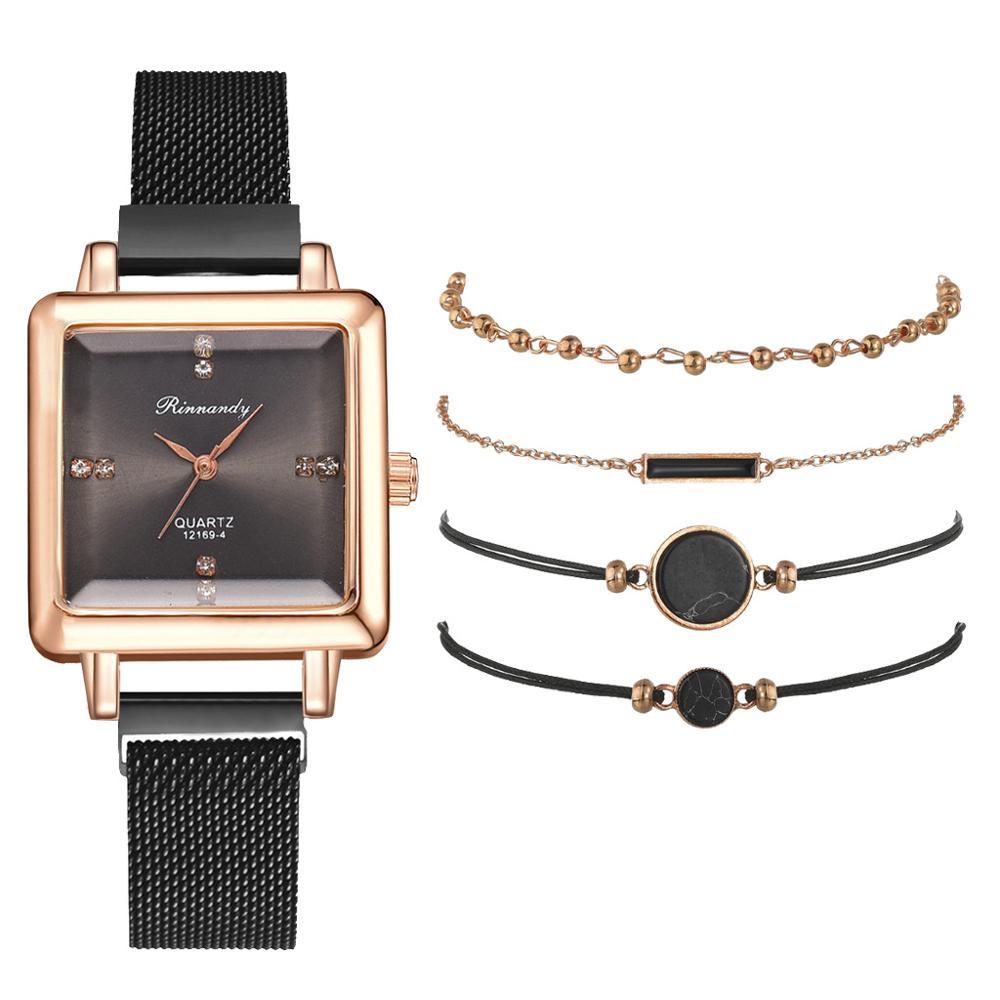 Square head fashion watch alloy mesh belt quartz watch