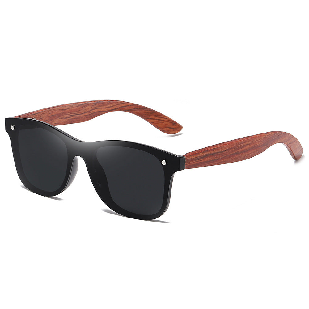 New Style One-piece Mirror Bamboo Wood Glasses High-grade Polarized Wooden Sunglasses