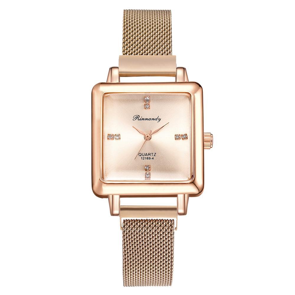 Square head fashion watch alloy mesh belt quartz watch