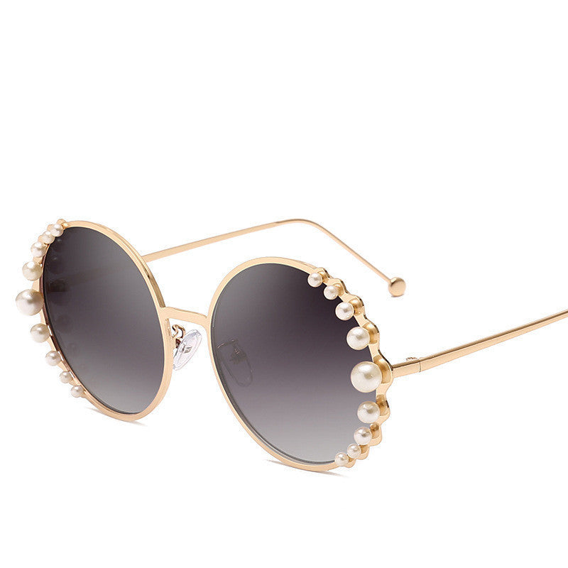 Round frame pearl sunglasses ladies sunglasses