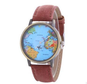 Canvas Band Map Dial Plate Watch