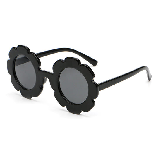 Round frame children's sunglasses personality small flowers girls sunglasses