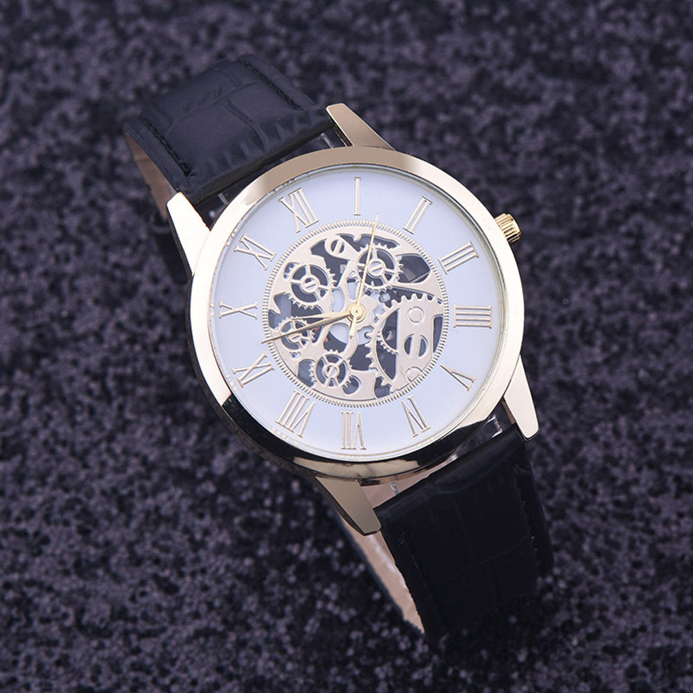 Korean version of the retro casual quartz watch watch men's waterproof watch hollow non-mechanical watch