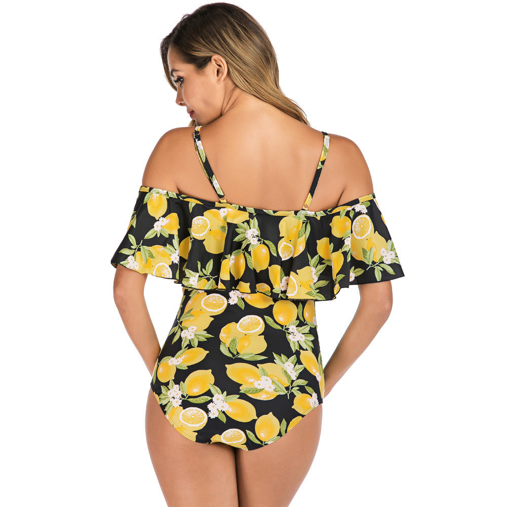 Ruffled one-piece maternity swimsuit