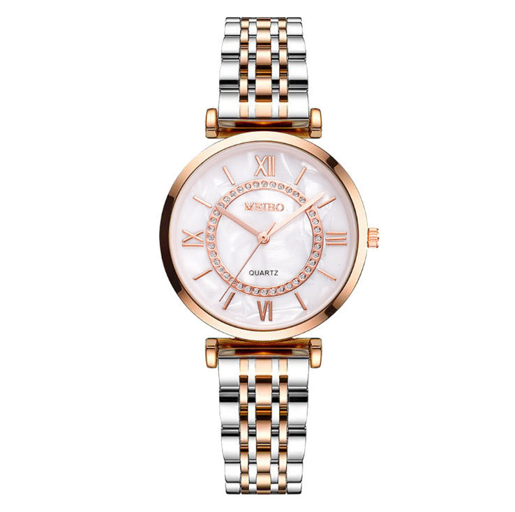 Alloy steel band ladies watch