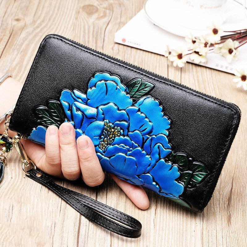 Leather zipper Korean style first layer leather wallet