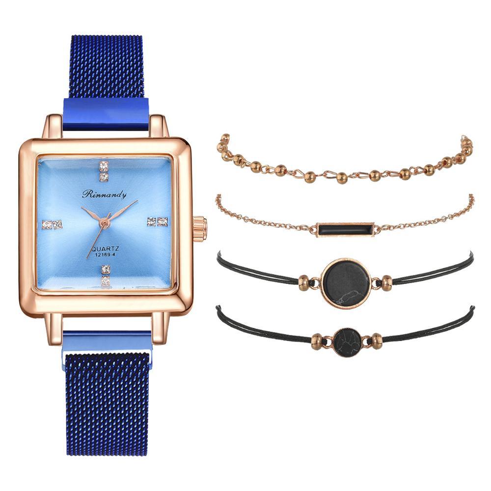 Square head fashion watch alloy mesh belt quartz watch