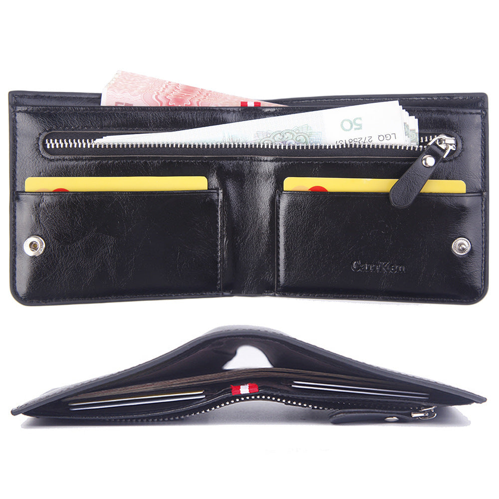 Men's short zippered wallet