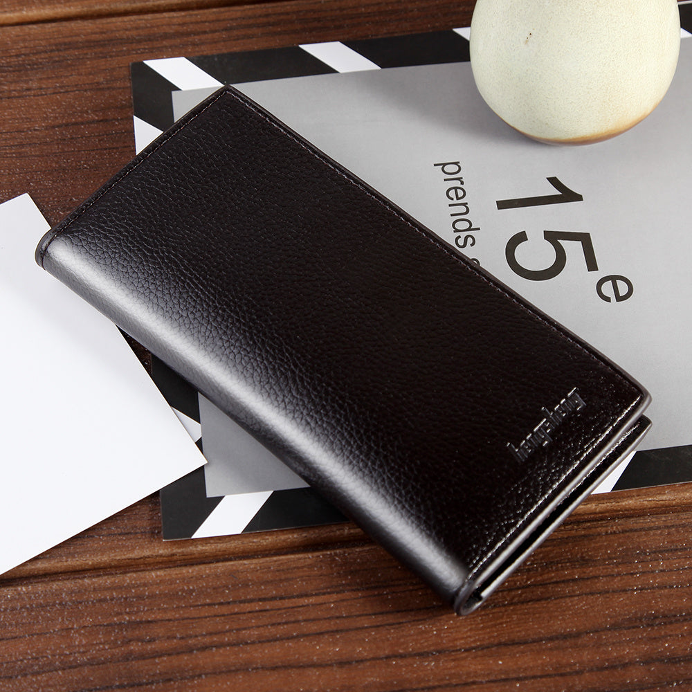 Soft leather long slim wallet