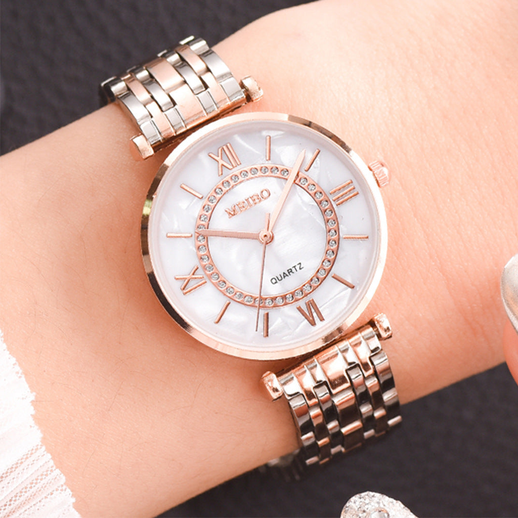 Alloy steel band ladies watch