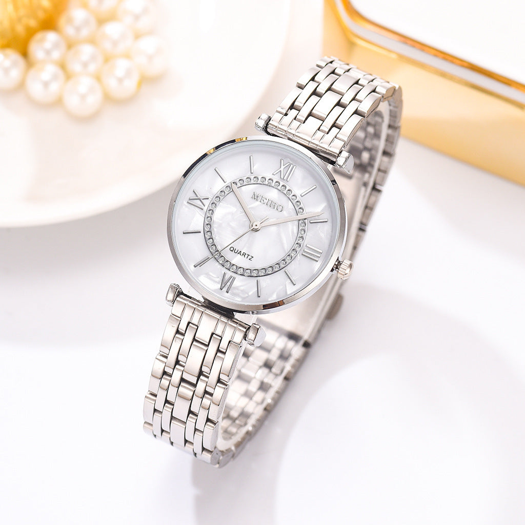 Alloy steel band ladies watch