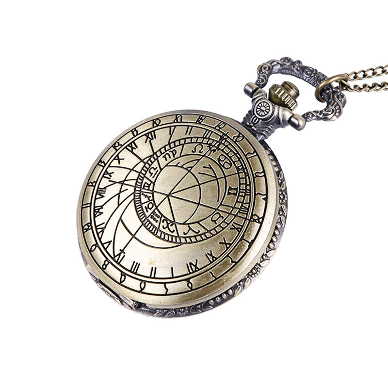 Large retro classic clamshell rune pocket watch