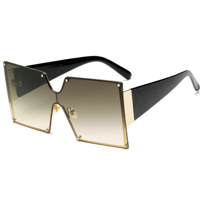 Fashion Metal Ladies Big Frame Rimless Sunglasses Sunglasses