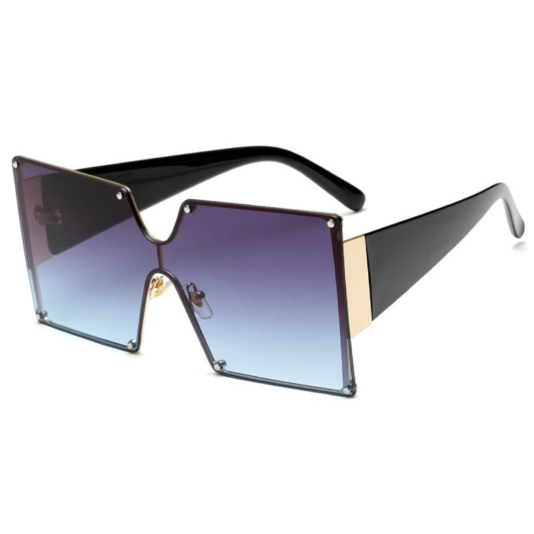 Fashion Metal Ladies Big Frame Rimless Sunglasses Sunglasses