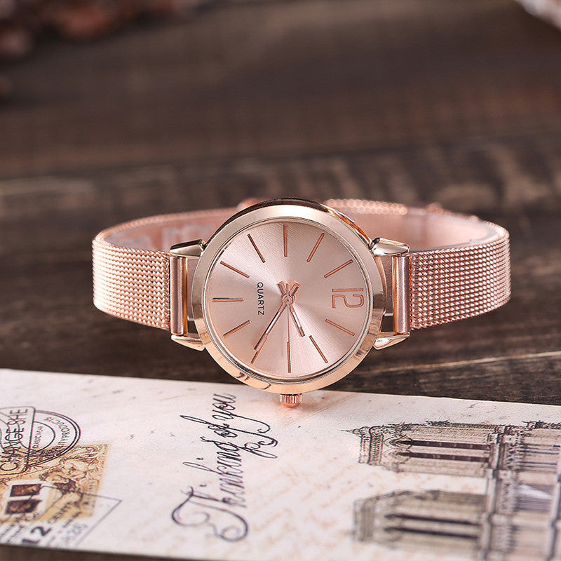 Alloy Fine Mesh Belt Simple Ladies Watch