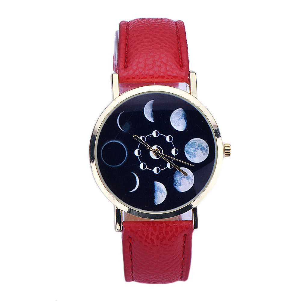 Fashion Ladies Belt moon Quartz Watch