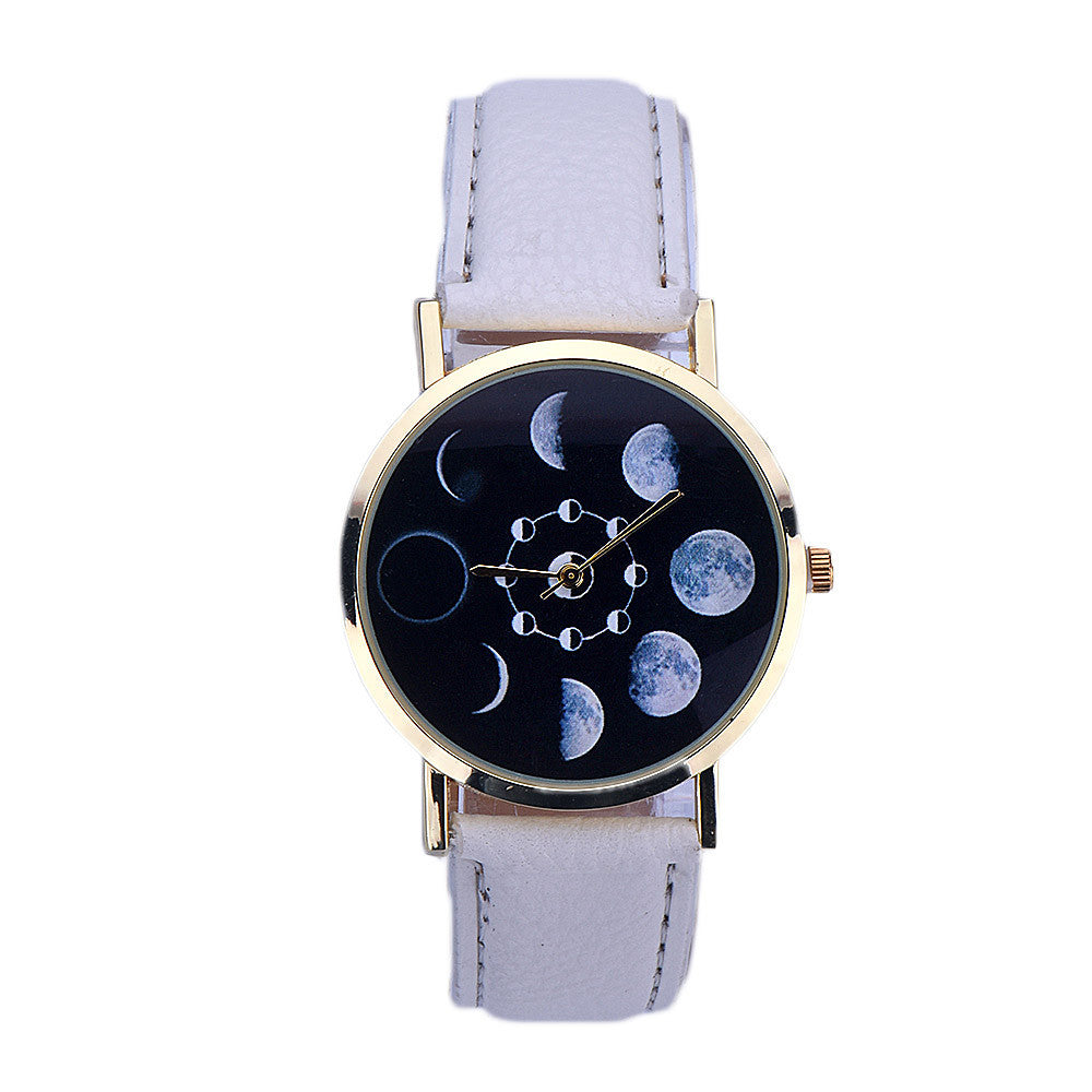 Fashion Ladies Belt moon Quartz Watch