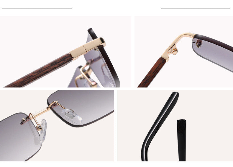 European And American Trend Wood Grain Legs Sunglasses Literary Glasses