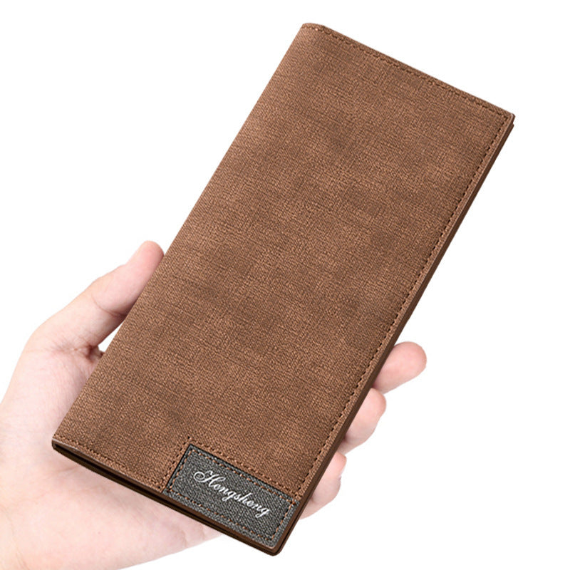 Men's Long Wallet Thin Section Youth Men's Frosted Leather Wallet Multifunctional Soft Leather Wallet