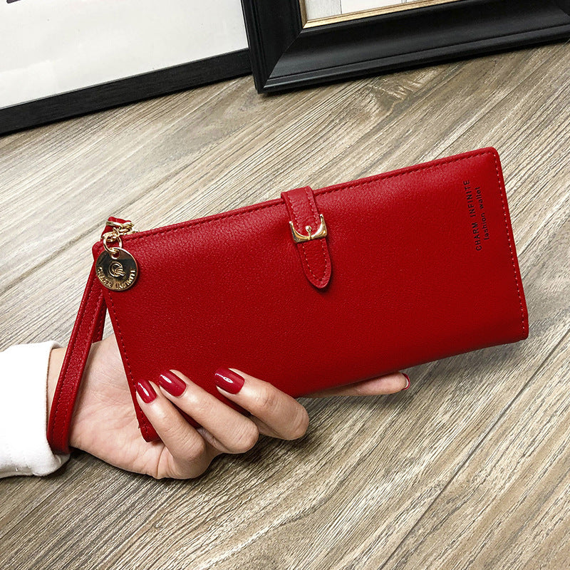 Women's Wallet With Zipper Buckle Korean Style Fashion Solid Color WLong Wallet Women