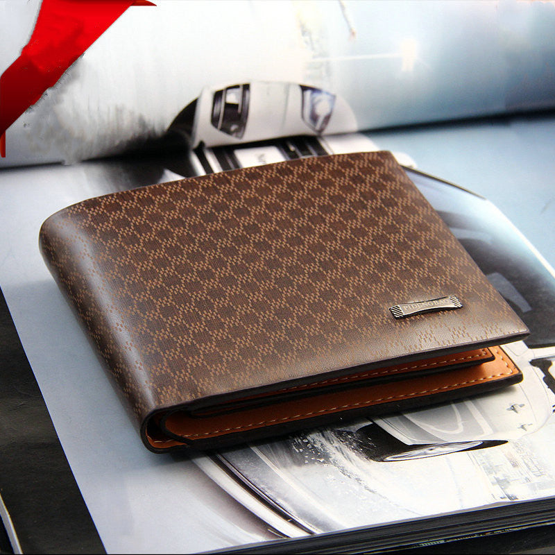 Short Casual Men's Wallet With Plaid Multi Card Wallet