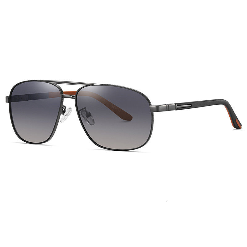 Polarized Sunglasses New Men'S Box Metal Sunglasses 6306 Two-Color Frame Spring Leg Glasses