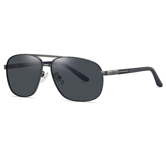 Polarized Sunglasses New Men'S Box Metal Sunglasses 6306 Two-Color Frame Spring Leg Glasses