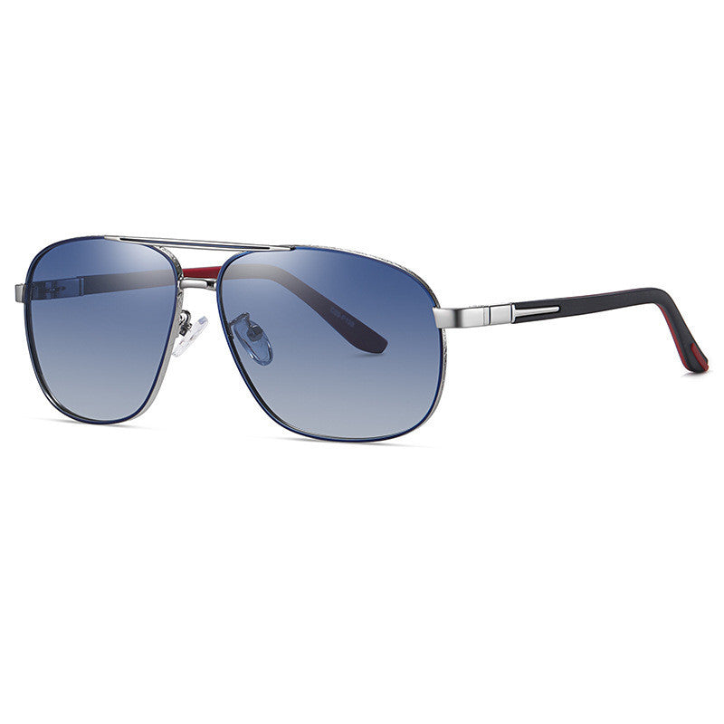 Polarized Sunglasses New Men'S Box Metal Sunglasses 6306 Two-Color Frame Spring Leg Glasses