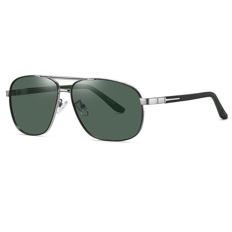 Polarized Sunglasses New Men'S Box Metal Sunglasses 6306 Two-Color Frame Spring Leg Glasses