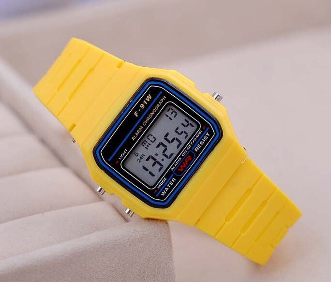 Non-Marked Gold And Silver F91W Ultra-Thin LED Electronic Watch