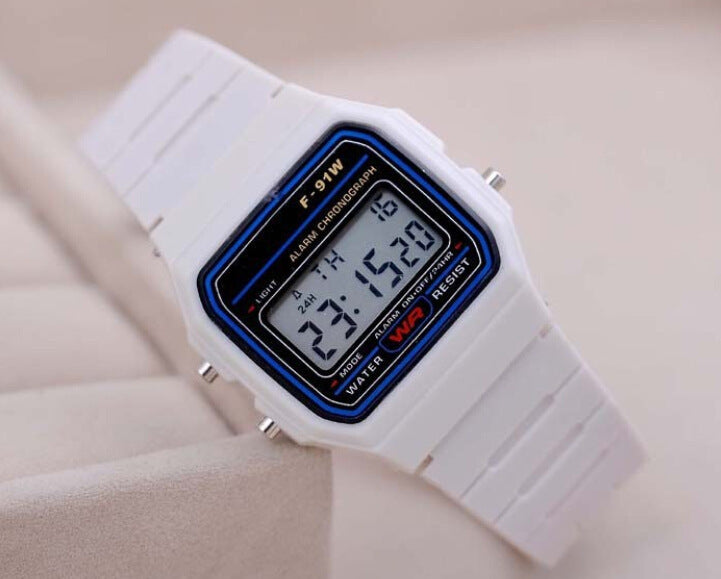 Non-Marked Gold And Silver F91W Ultra-Thin LED Electronic Watch