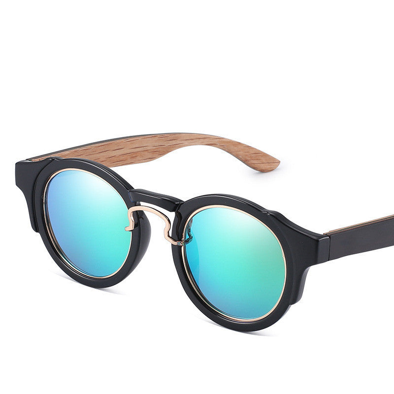 Retro Colorful Film Bamboo And Wood Sunglasses Punk Wooden Sunglasses For Men And Women Fashion Wood Polarized Round Glasses