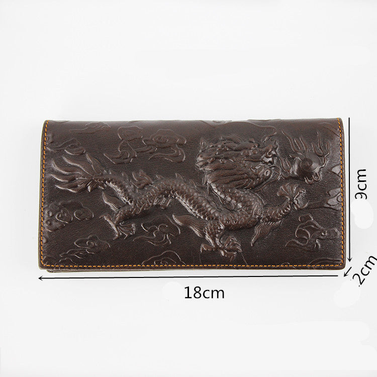 Three-dimensional Dragon Vintage Men's Oil Leather Wallet