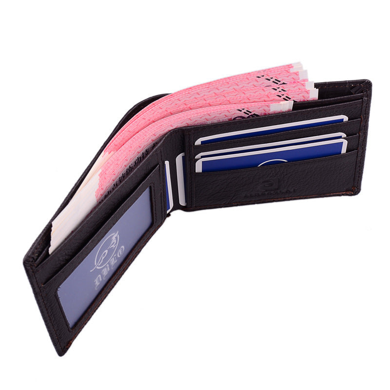 Leather Men'S Short Wallet  Head Money Clip Wallet Goods