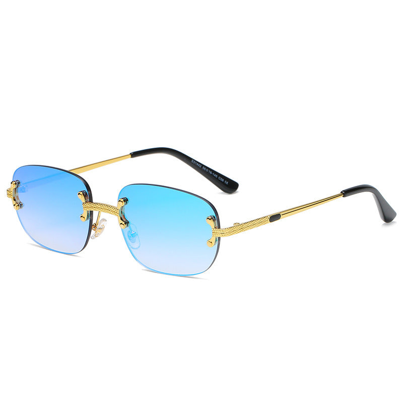 S31442 Cross-Border Metal Frameless Square New Sunglasses Punk Personality Street Shooting Small Glasses Sunglasses Men