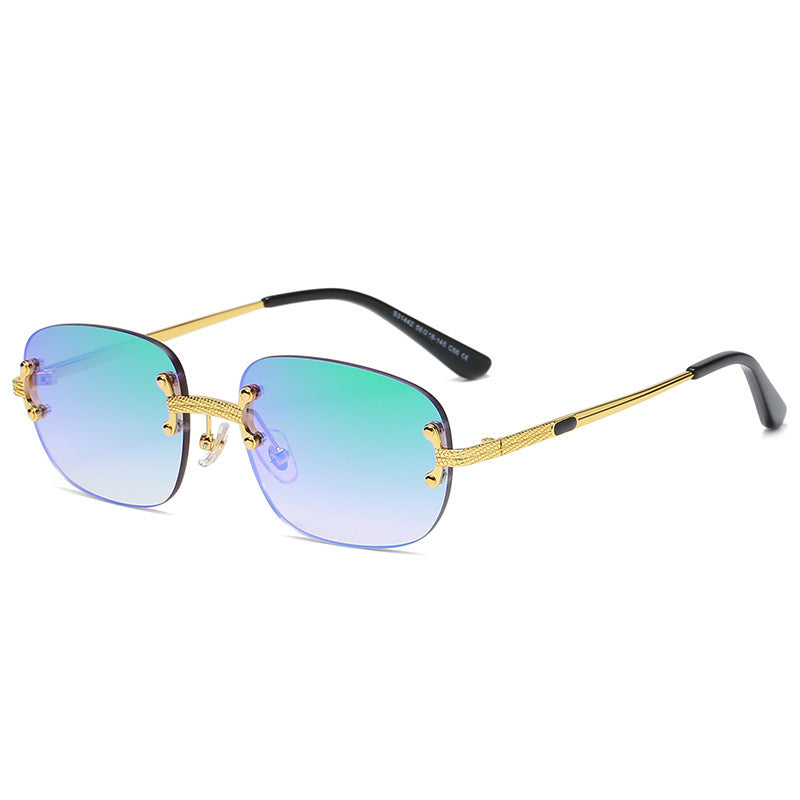 S31442 Cross-Border Metal Frameless Square New Sunglasses Punk Personality Street Shooting Small Glasses Sunglasses Men