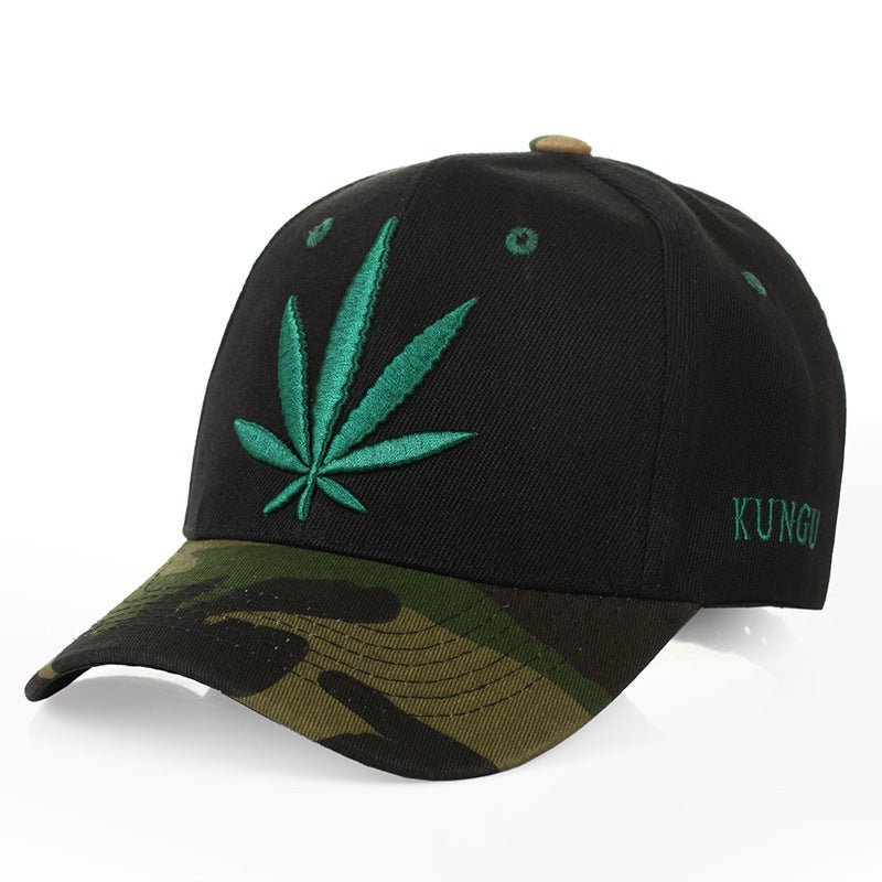 Simple Green Maple Leaf Hemp Leaf Caps Men And Women Baseball Caps Shopping