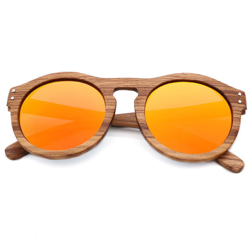 Fashion Polarized Bamboo Wood Glasses Round Frame