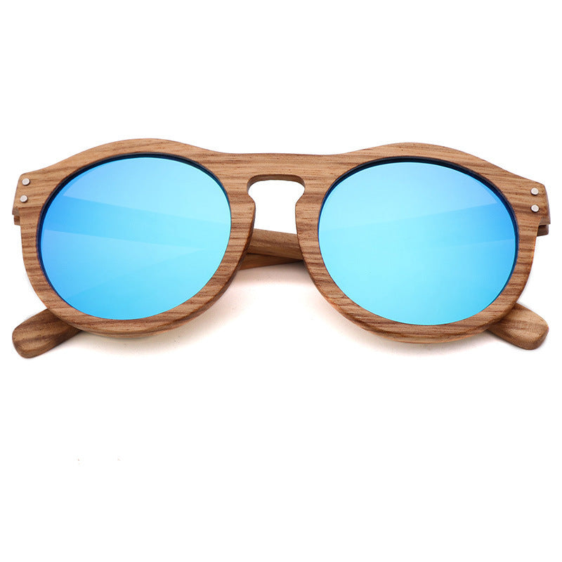 Fashion Polarized Bamboo Wood Glasses Round Frame