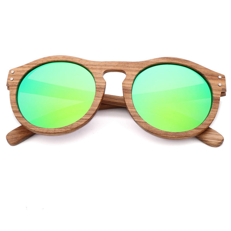 Fashion Polarized Bamboo Wood Glasses Round Frame