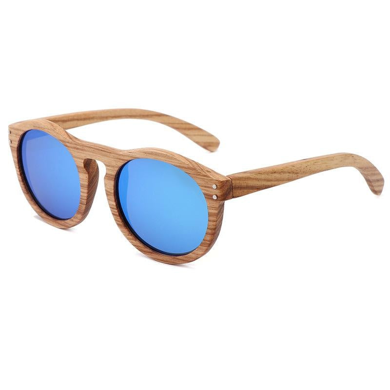 Fashion Polarized Bamboo Wood Glasses Round Frame