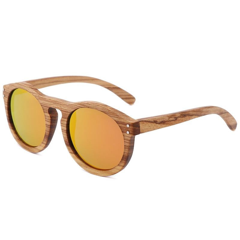 Fashion Polarized Bamboo Wood Glasses Round Frame