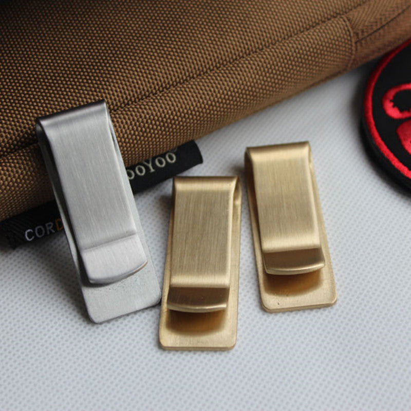 Stainless Steel Brass Wallet, Metal Money Clip, Men's Bill Clip, EDC Paper Money Change Wallet, Thickened