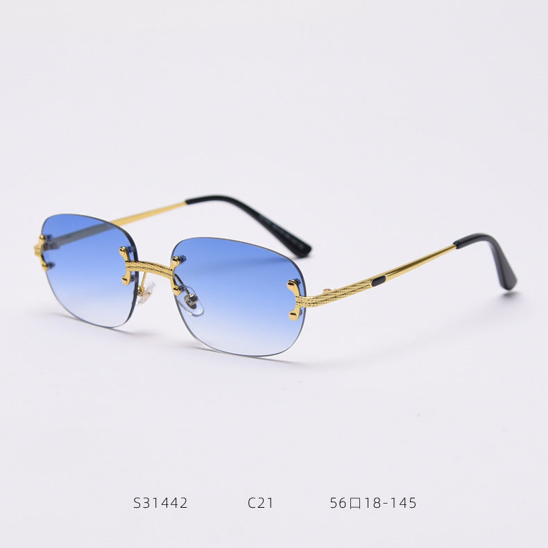 S31442 Cross-Border Metal Frameless Square New Sunglasses Punk Personality Street Shooting Small Glasses Sunglasses Men