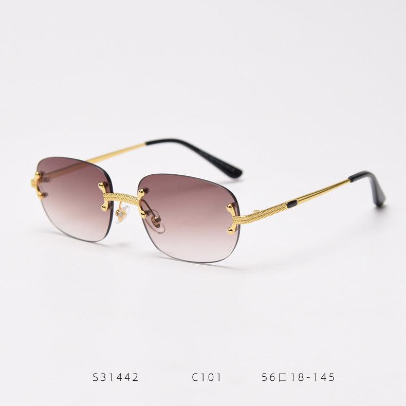 S31442 Cross-Border Metal Frameless Square New Sunglasses Punk Personality Street Shooting Small Glasses Sunglasses Men